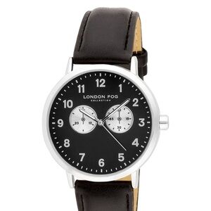 London Fog Black Dial Watch with Silver Case